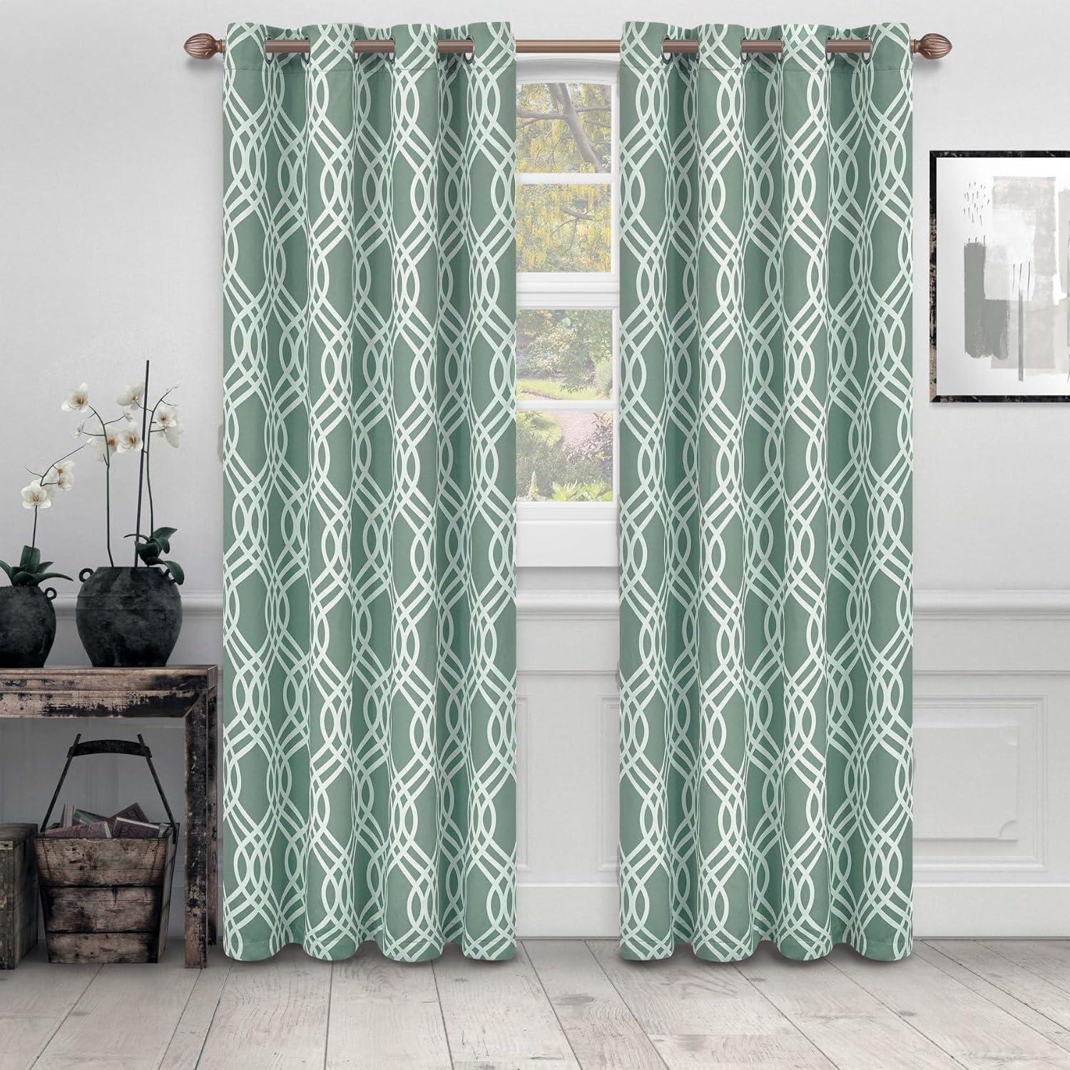 Teal Polyester Blackout Grommet Curtain Panel Set, 52" x 108"