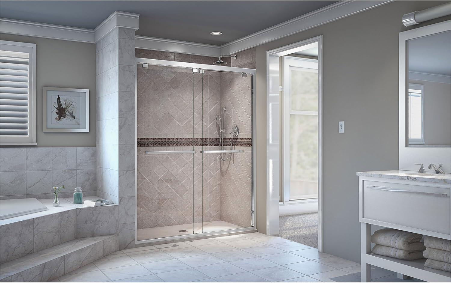 DreamLine 54" Frameless Clear Glass Sliding Shower Door with Chrome Hardware