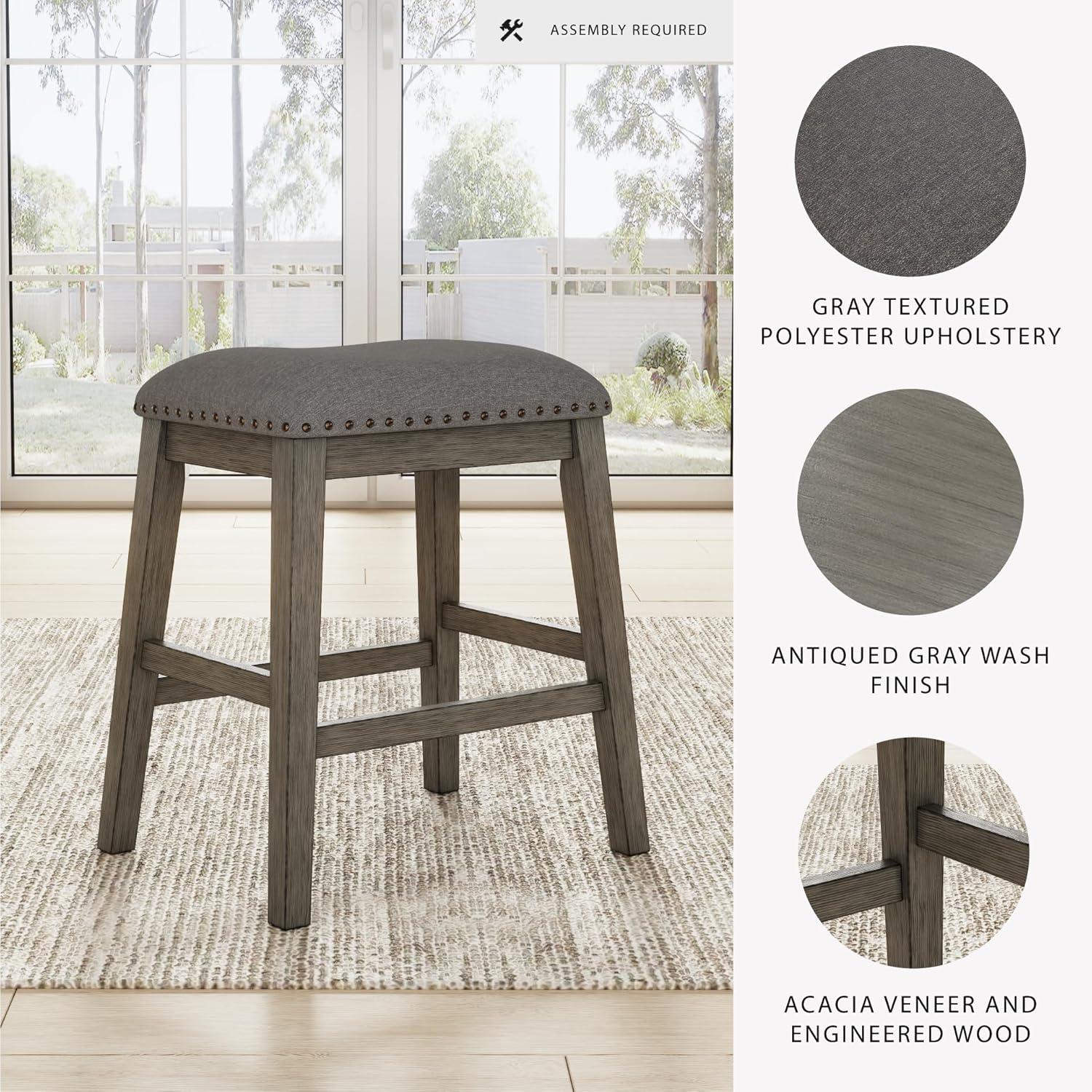 Signature Design by Ashley Caitbrook Rustic 24.4" Counter Height Upholstered Barstool, Set of 2