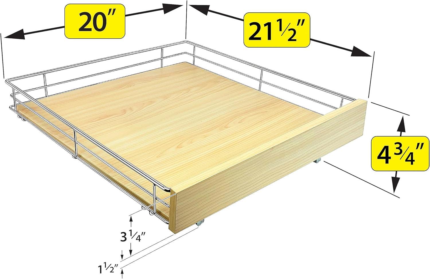 LYNK PROFESSIONAL® Select Pull Out Cabinet Organizer for Kitchen Cabinets, Wood and Chrome