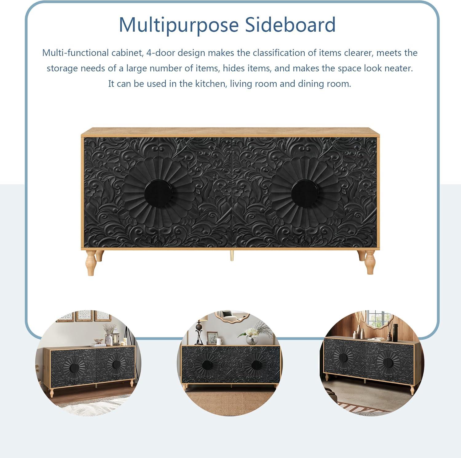 R&M Furniture Exquisite Sculpted Door and Premium Black Cabinet, a Showcase of Elegant Design and Versatile Functionality.