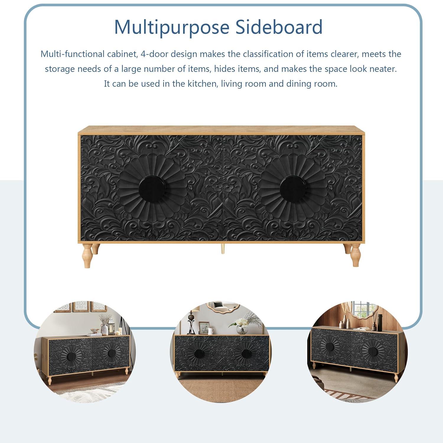 R&M Furniture Exquisite Sculpted Door and Premium Black Cabinet, a Showcase of Elegant Design and Versatile Functionality.