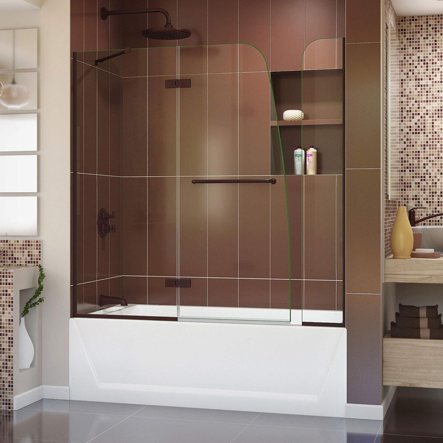 Aqua Ultra Frameless Hinged Tub Door with Extender Panel