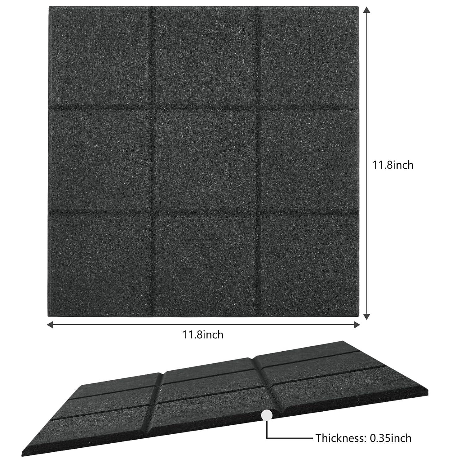 Large Cork Board Alternative 48" x 36", Black Bulletin Board, 12 Pack Felt Wall Tiles With 50 Pushpins, Pin Board Tack Board for Office (Dark Blue)