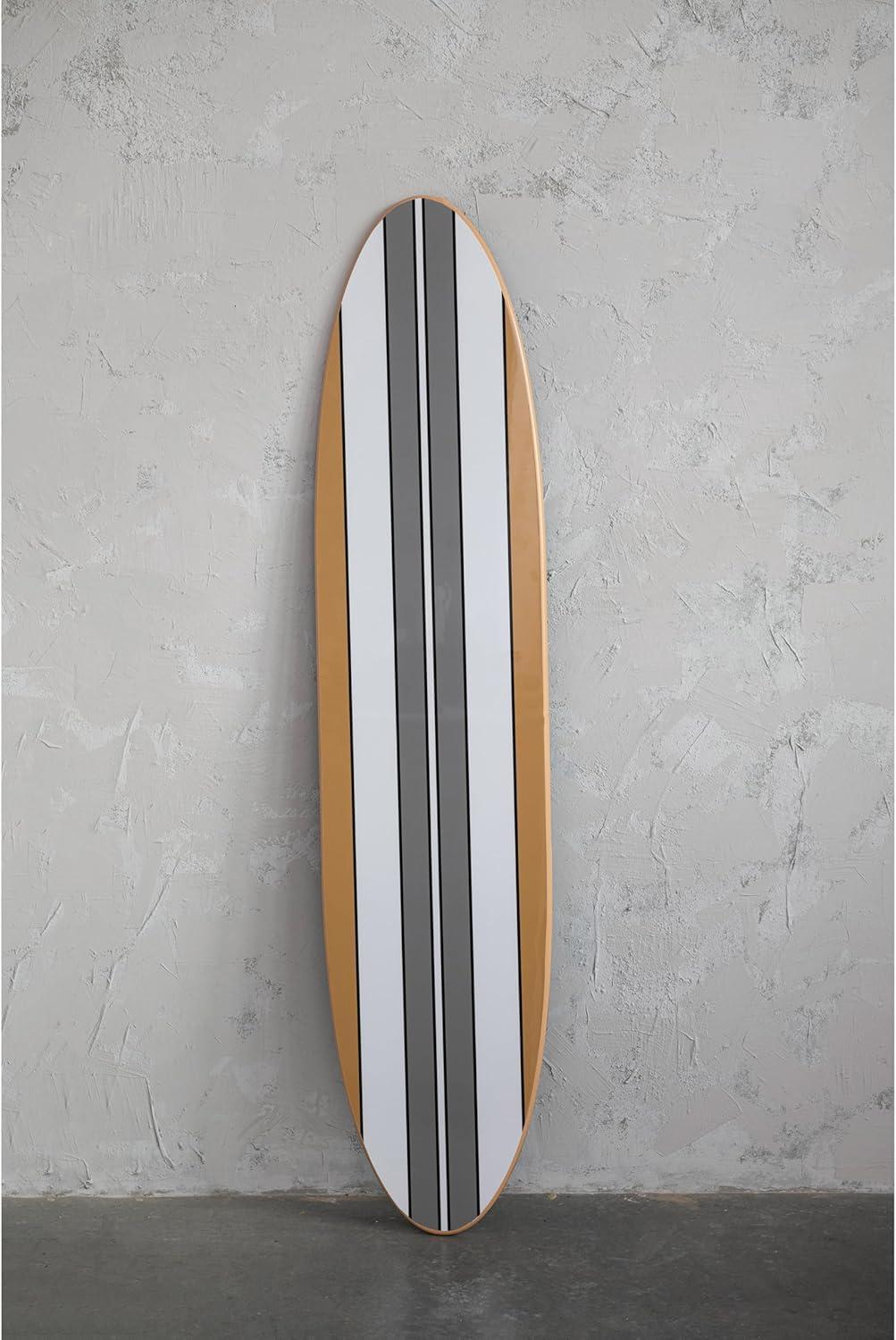 Creative Co-Op 65.5 Inches Reclaimed Wood Striped Surfboard Wall Décor, Multicolor