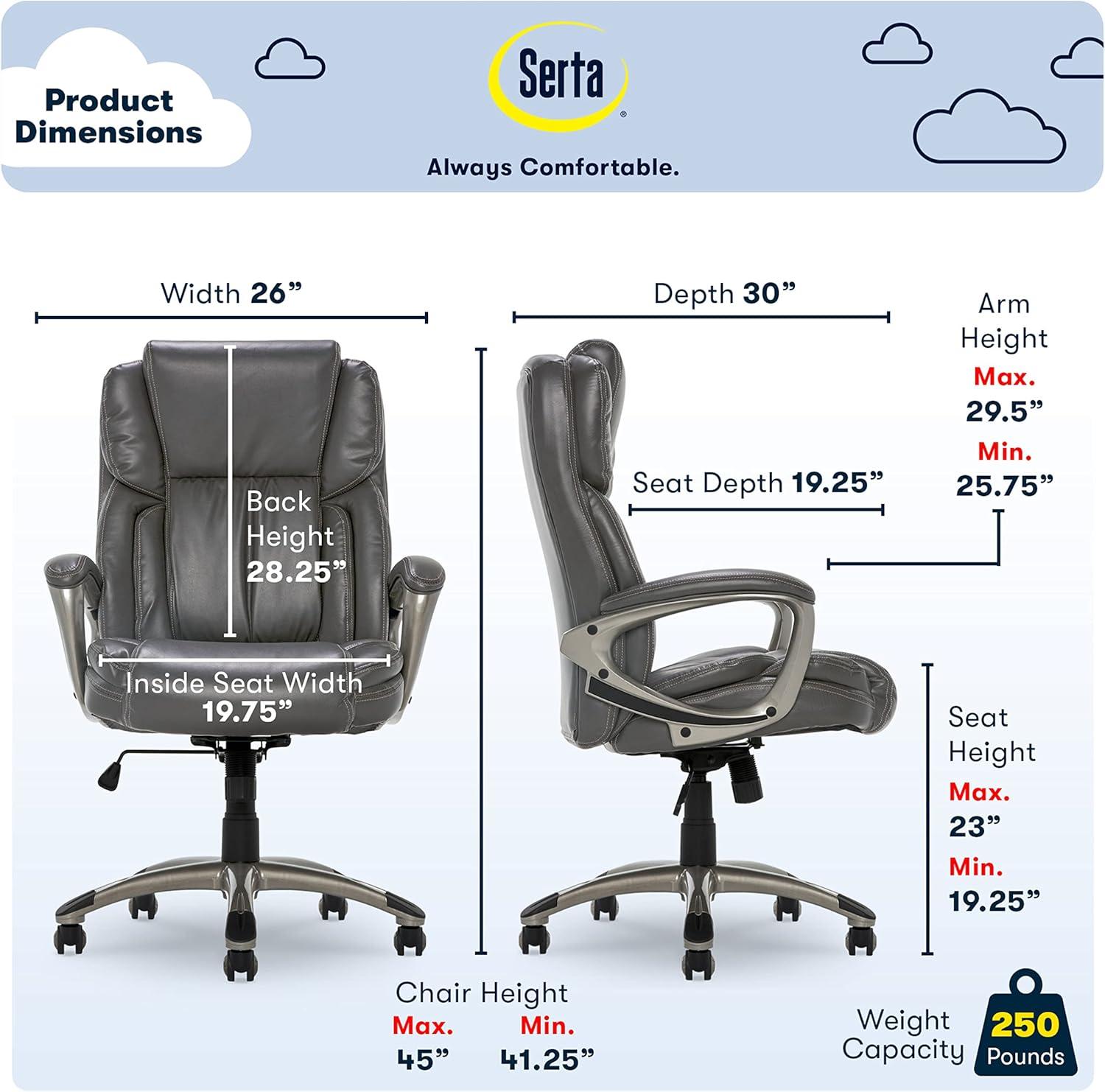 Harvard Gray High Back Leather Executive Swivel Chair