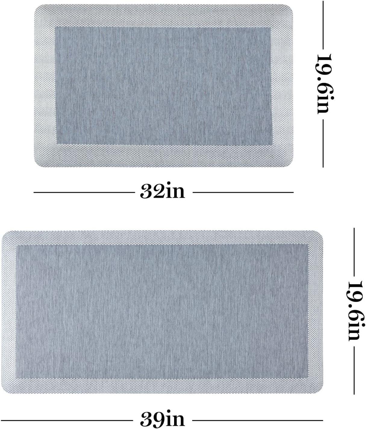Martha Stewart Mira Modern Heathered Anti-Fatigue Air-Infused Kitchen Mat, Blue, 19.6"x39"