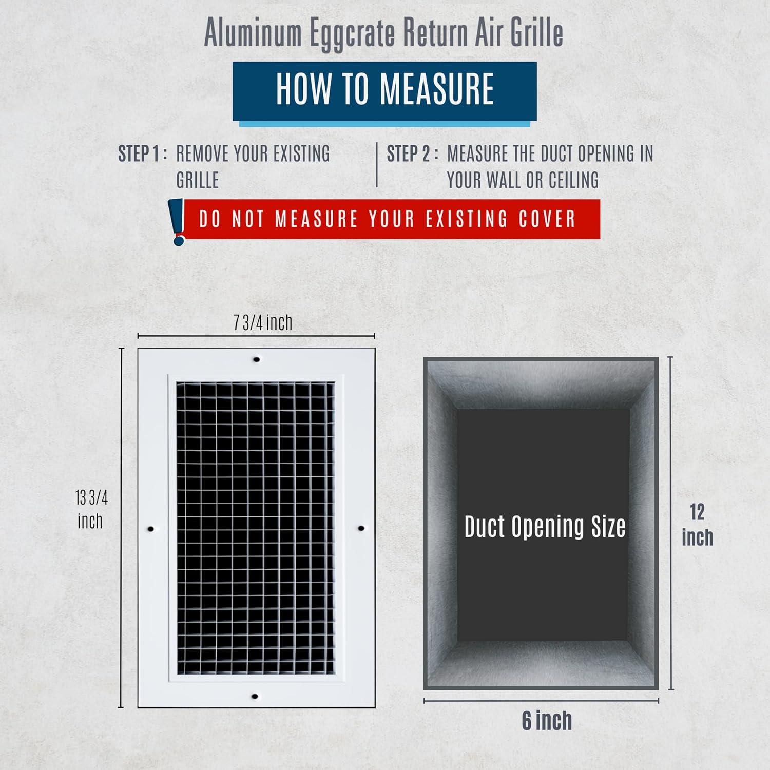 White Aluminum Eggcrate Return Air Grille for 6x12 Duct Opening