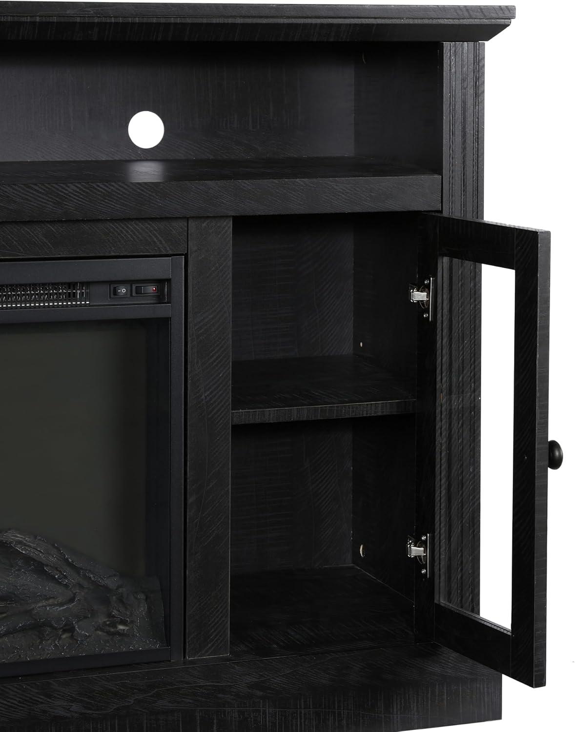 Ameriwood Home Chicago Electric Fireplace Space Heater TV Console for TVs up to a 50", Black Oak