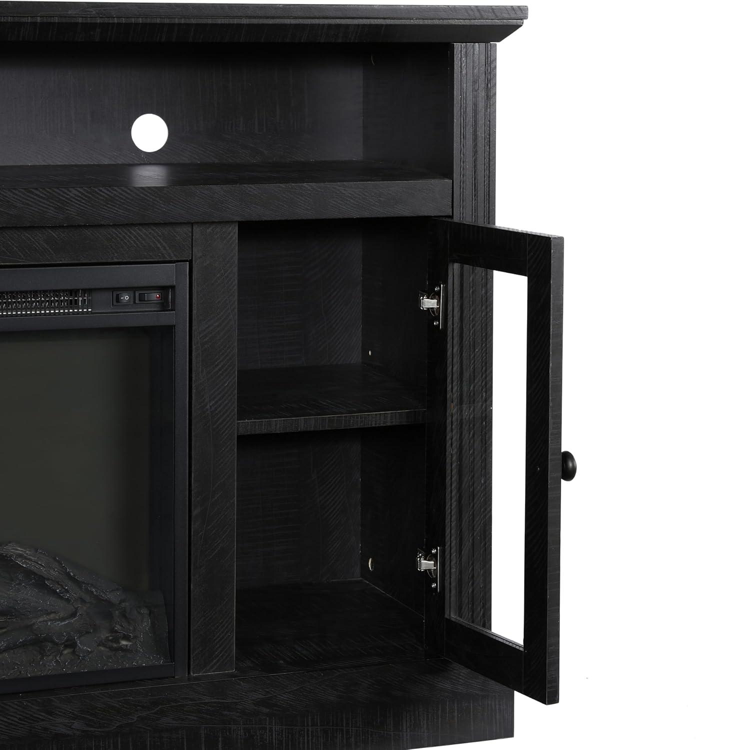 Ameriwood Home Chicago Electric Fireplace Space Heater TV Console for TVs up to a 50", Black Oak