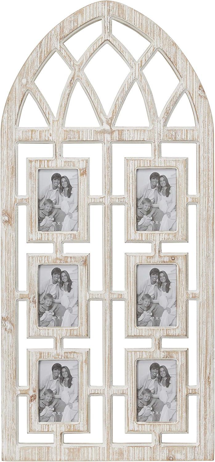 Whitewashed Vintage Cathedral Arch Wood Photo Frame 19" x 41"