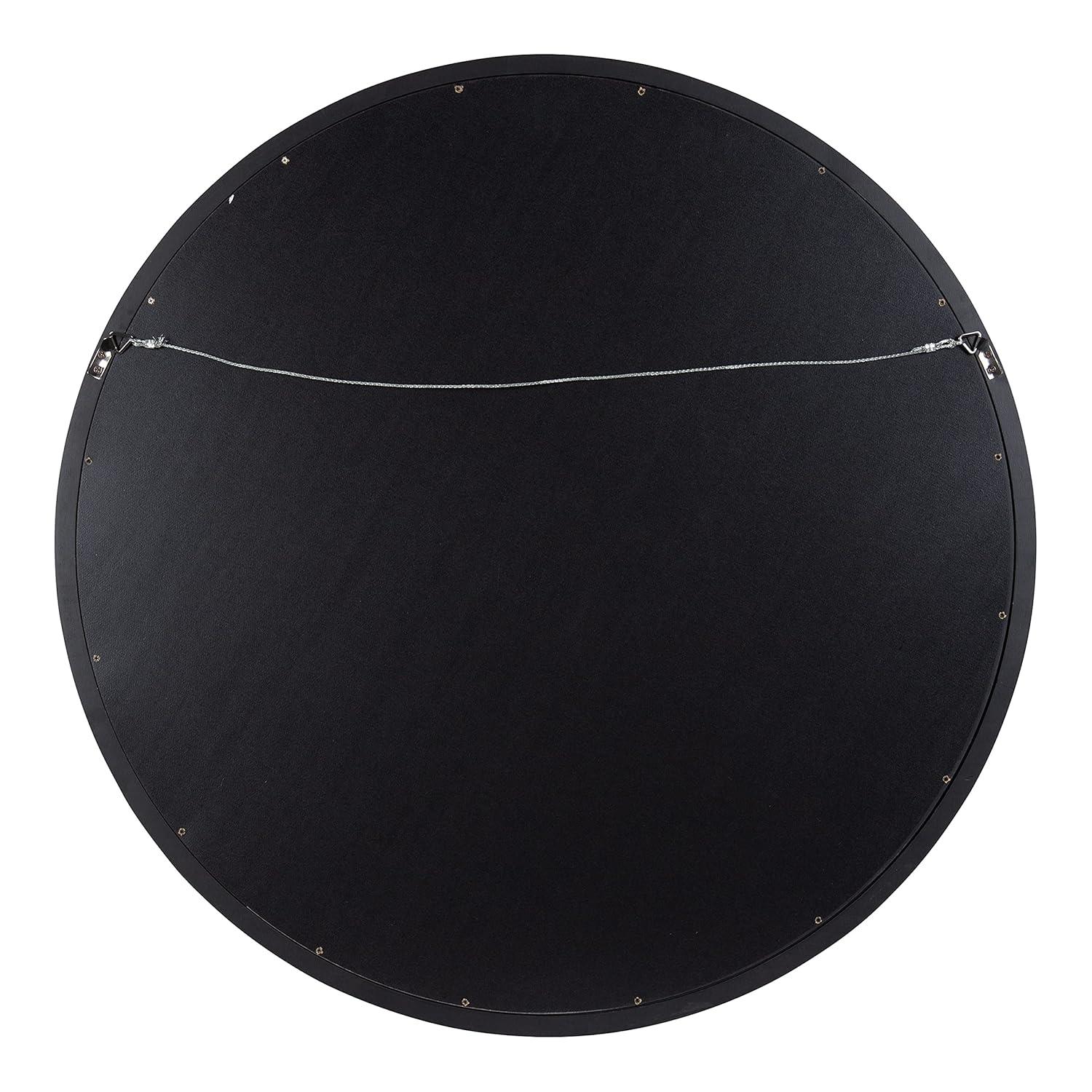 32" x 32" Hogan Round Framed Decorative Wall Mirror Walnut Brown : Modern Wood Frame, No Assembly Required