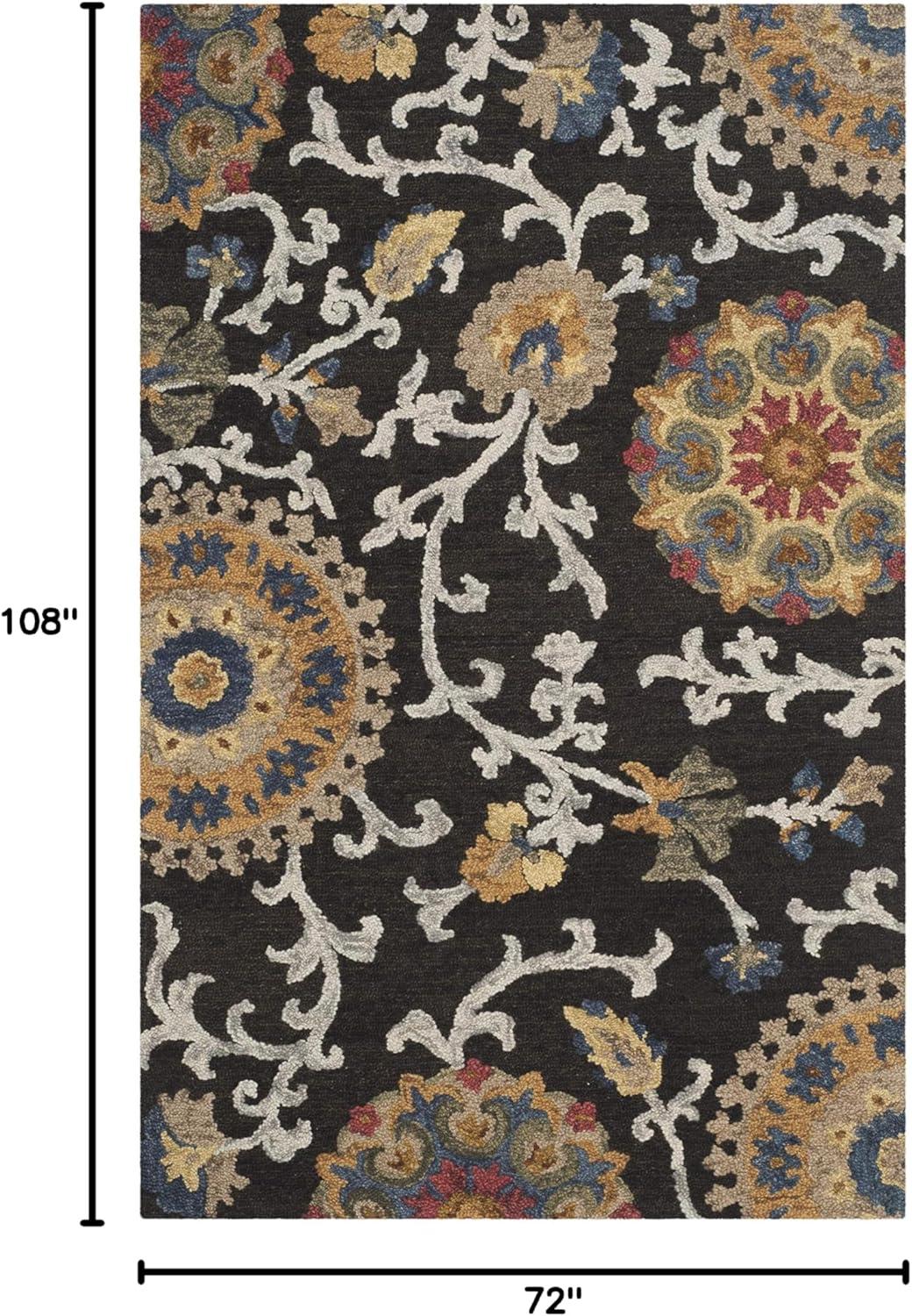 Blossom BLM401 Hand Tufted Area Rug - Charcoal/Multi - 6'x9' - Safavieh.