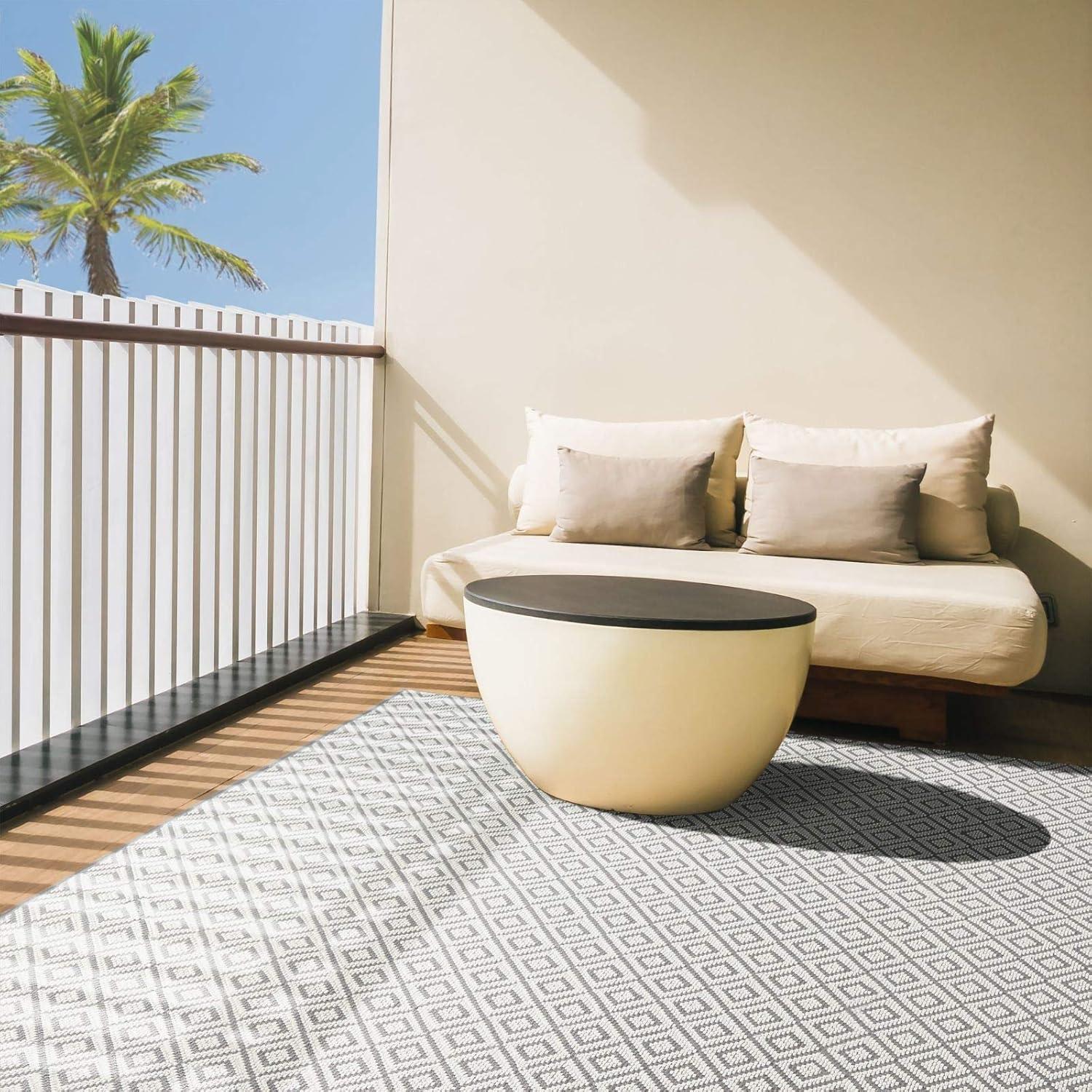 6'6" x 9'6" Tripoli Lydia Indoor/Outdoor Rug Gray/Cream - Home Dynamix