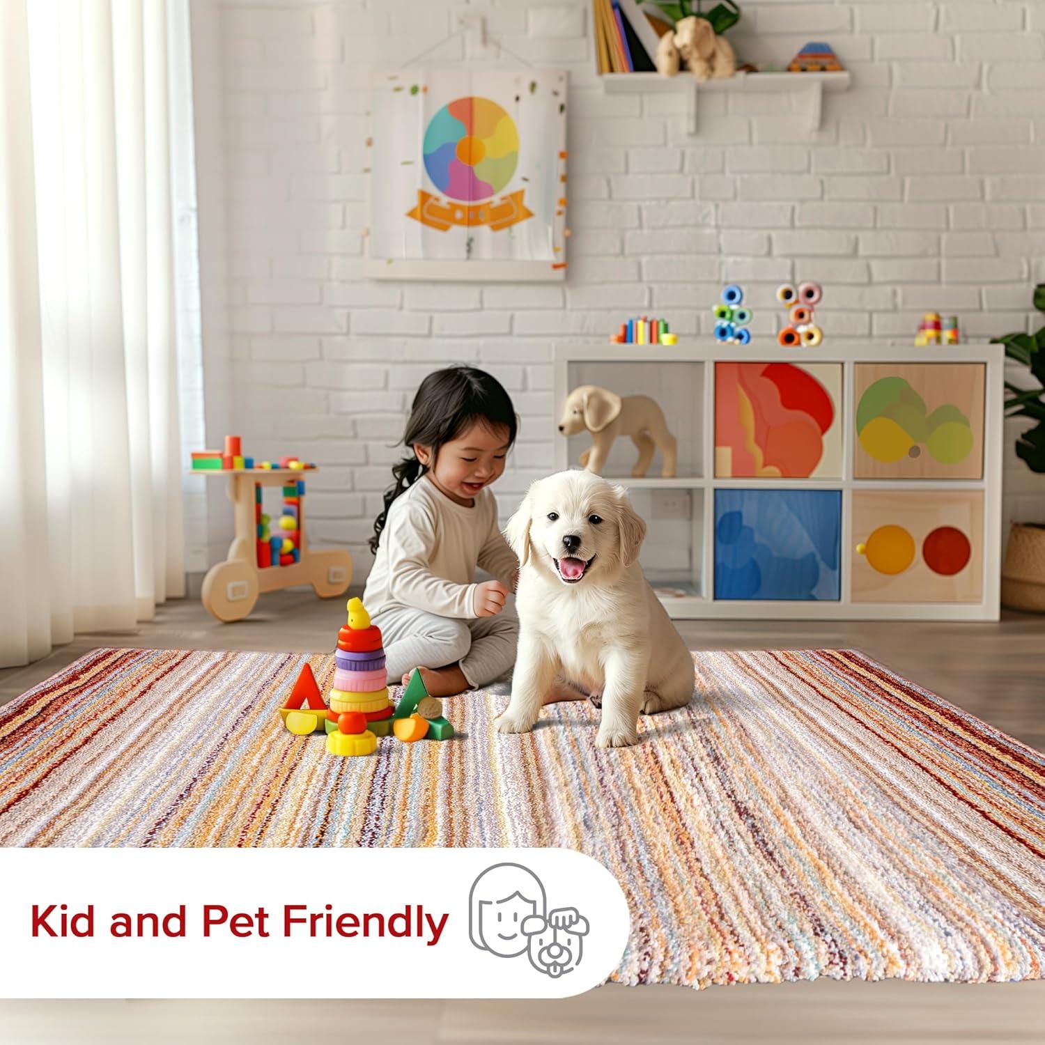Drey Ombre Shag Red Multi 9 ft. x 12 ft. Area Rug