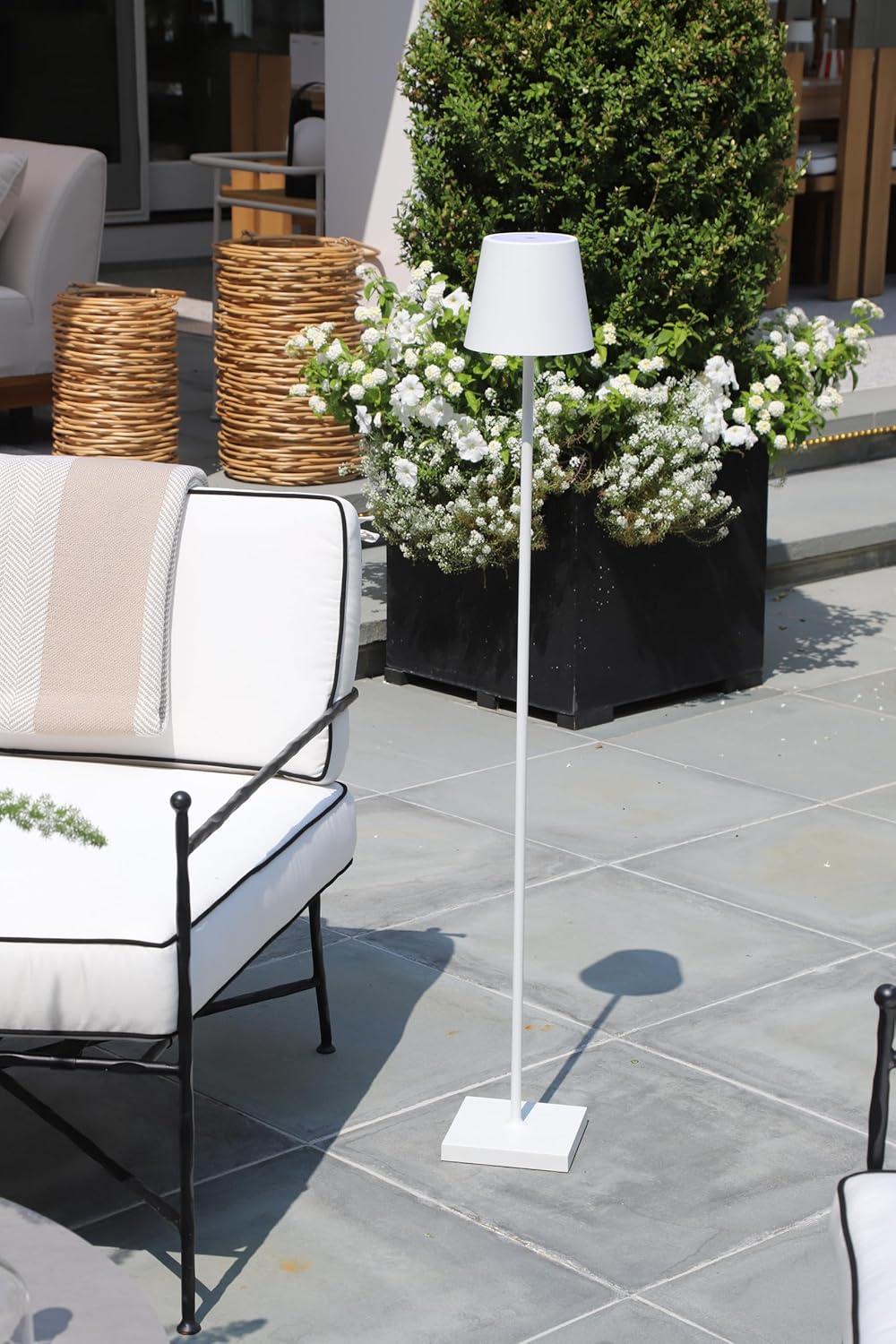 White Adjustable Cordless Outdoor Metal Floor Lamp