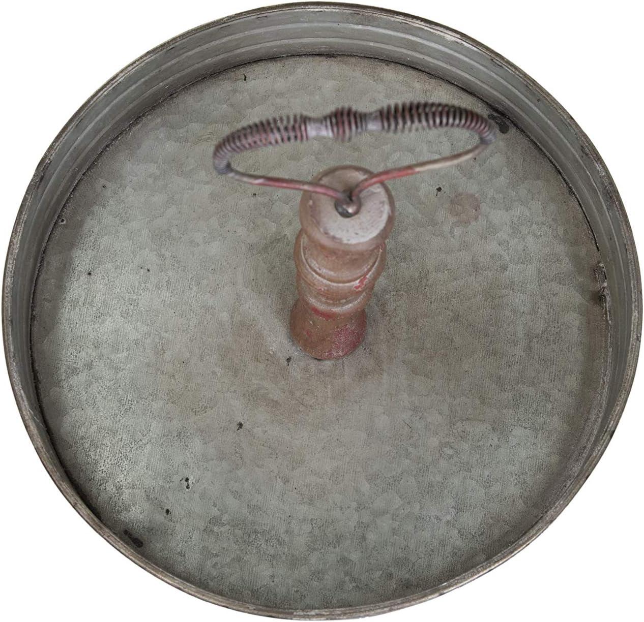 Creative Co-Op Round Metal & Wood Tray with Handle