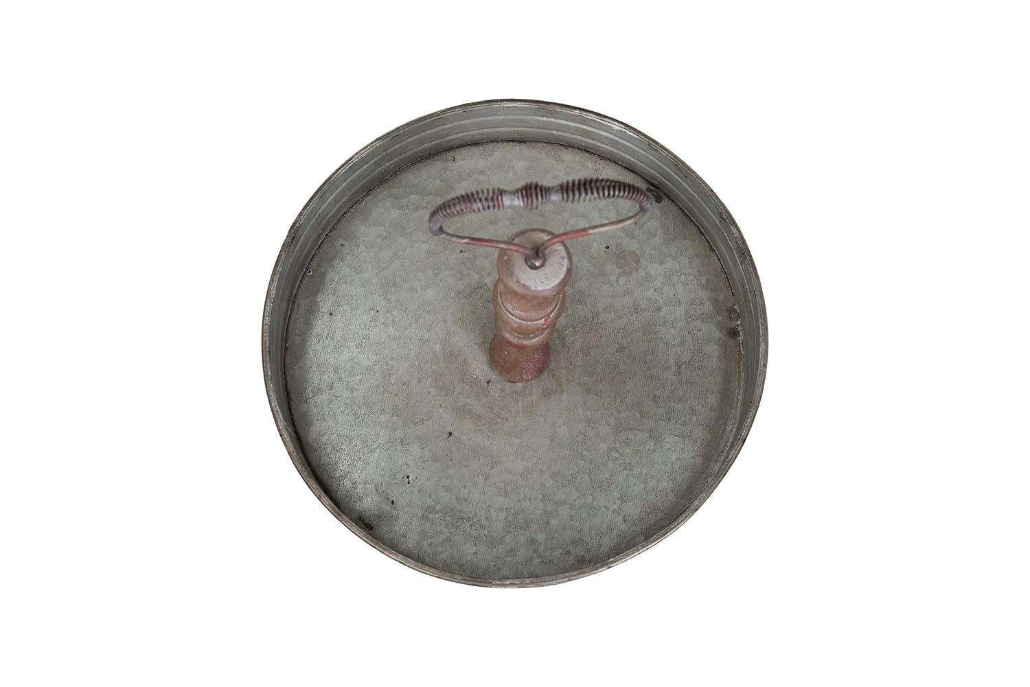 Creative Co-Op Round Metal & Wood Tray with Handle