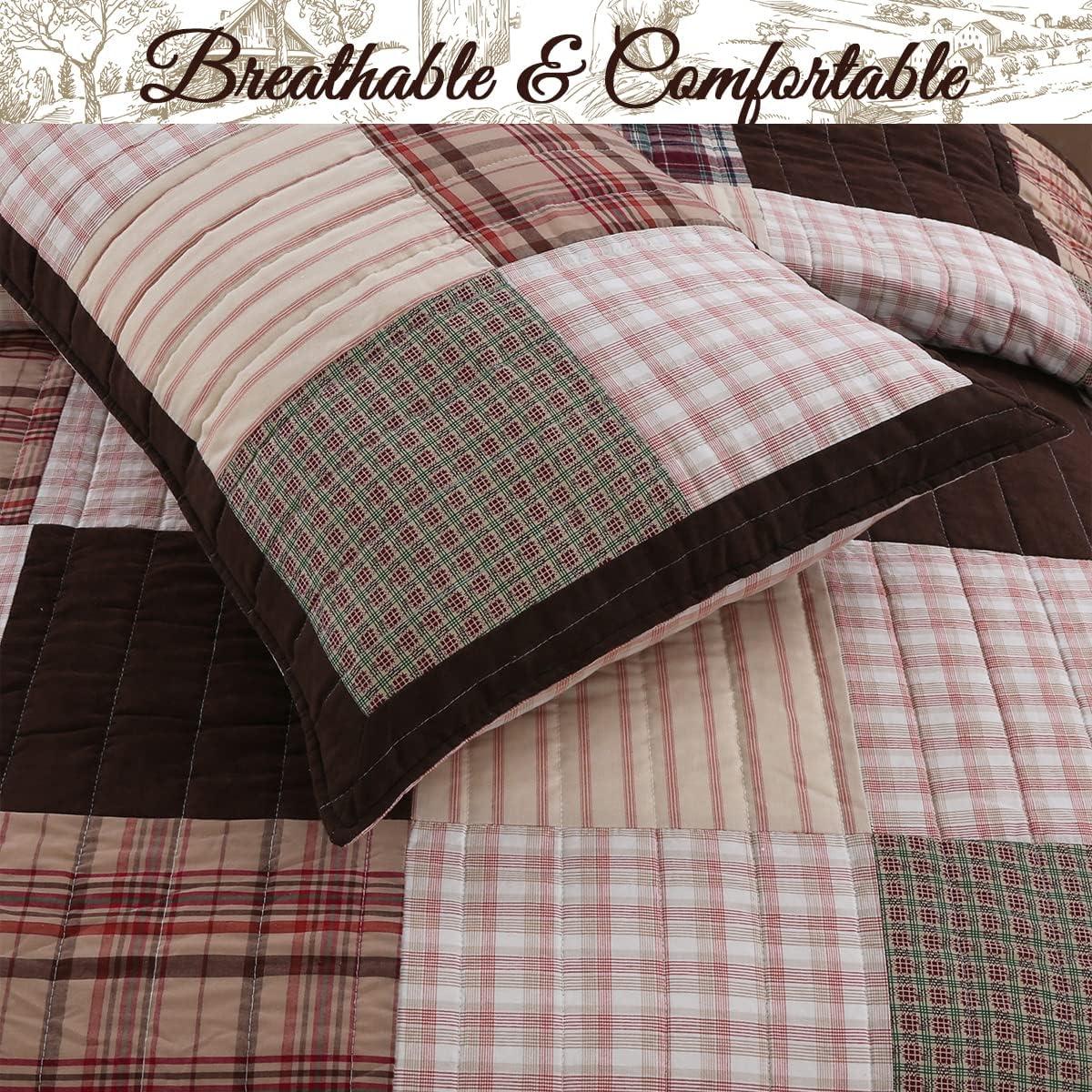 Cozy Line Home Fashions Cozy Line Brody Plaid Patchwork Reversible Quilt Bedding Set Queen 3 Piece