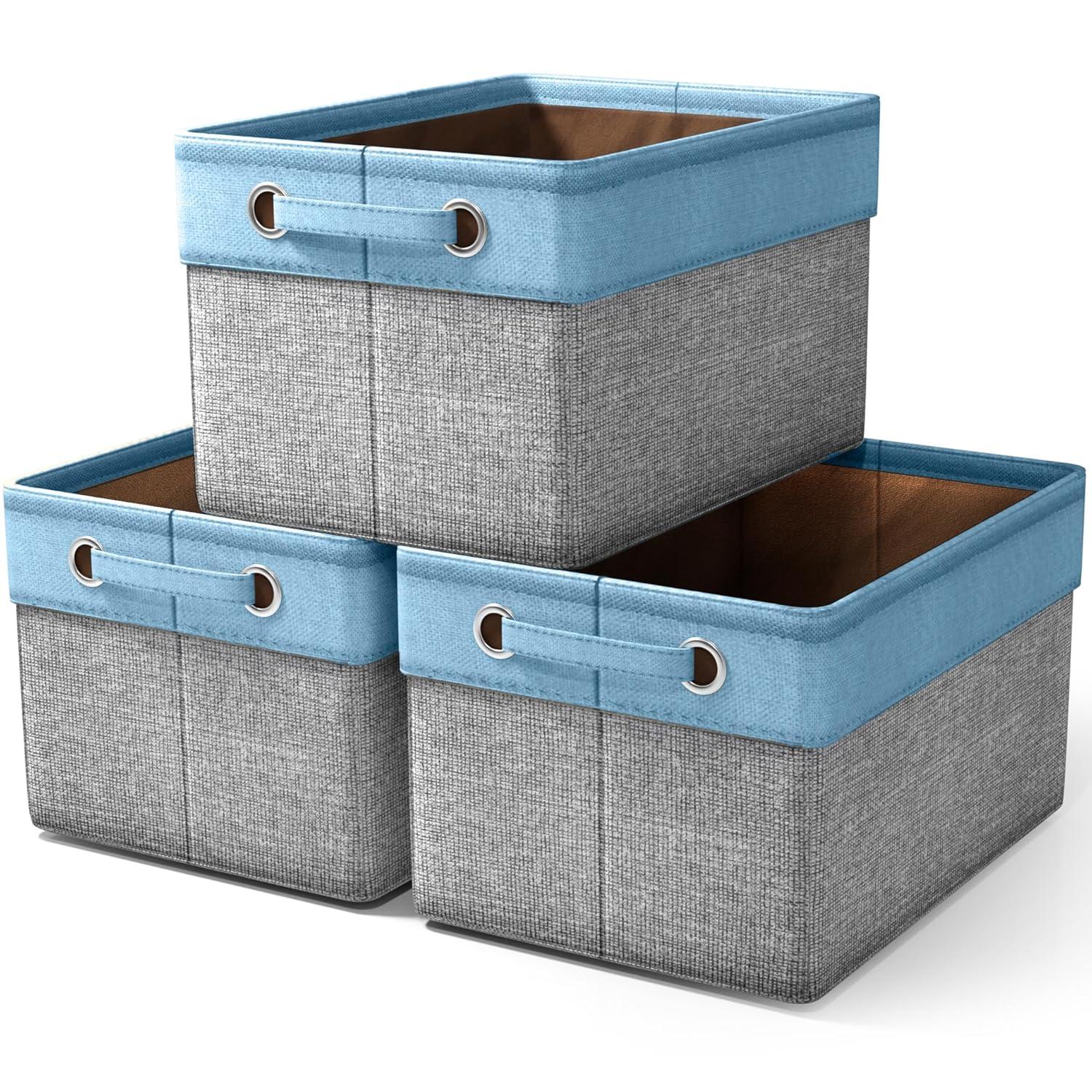 Sorbus Sorbus Fabric Storage Bins for Shelves Set of 3 - 15 Inch Sturdy Collapsible Storage Bins with 2 Handles, Foldable Baskets for Organizing Home, Closets, Shelf, Toys, Clothes, Large Decorative Storage Baskets