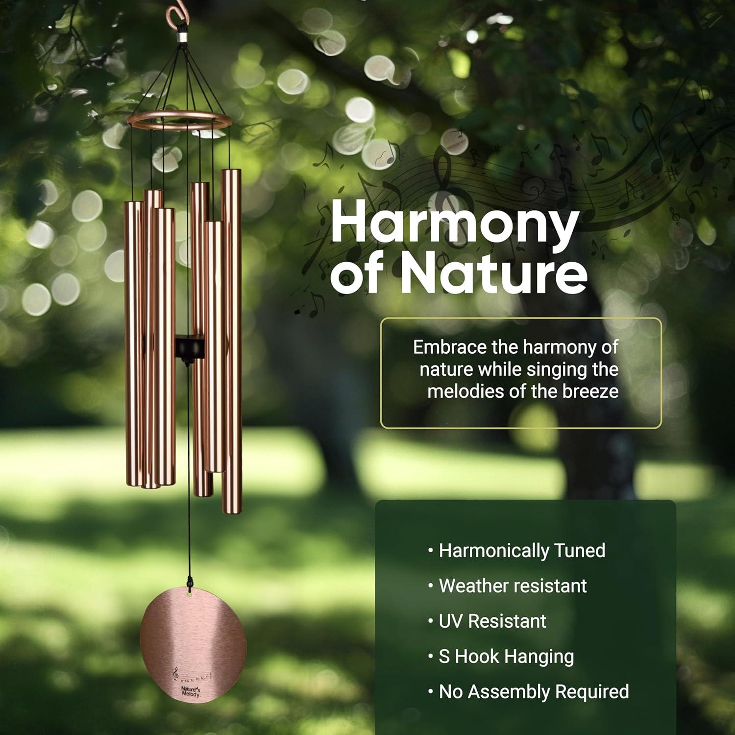 Nature's Melody Tuned 6-Tube Outdoor Wind Chimes