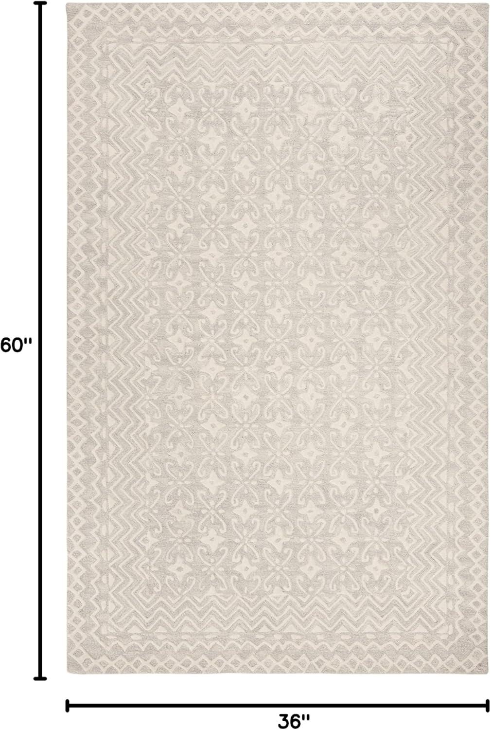 Blossom BLM114 Hand Tufted Area Rug - Gray/Ivory - 3'x5' - Safavieh.