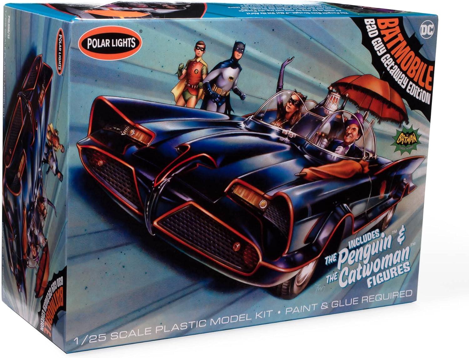 Skill 2 Model Kit 1966 Batmobile with Penguin and Catwoman Figures "Batman" (1966-1968) TV 1/25 Scale Model by Polar Lights