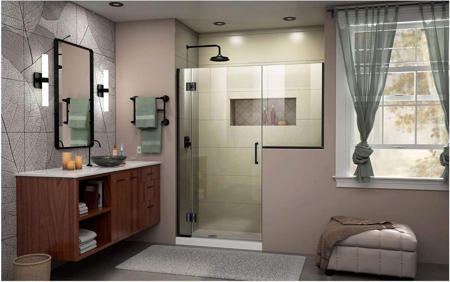 Unidoor-X 66" Frameless Hinged Shower Door with Distressed Bronze Hardware