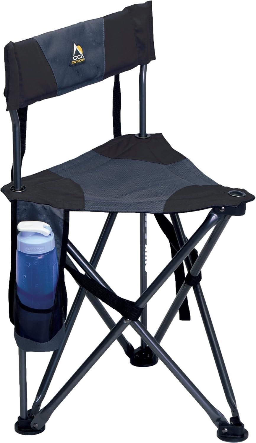 Black Powder-Coated Steel Camping Chair with Padded Backrest