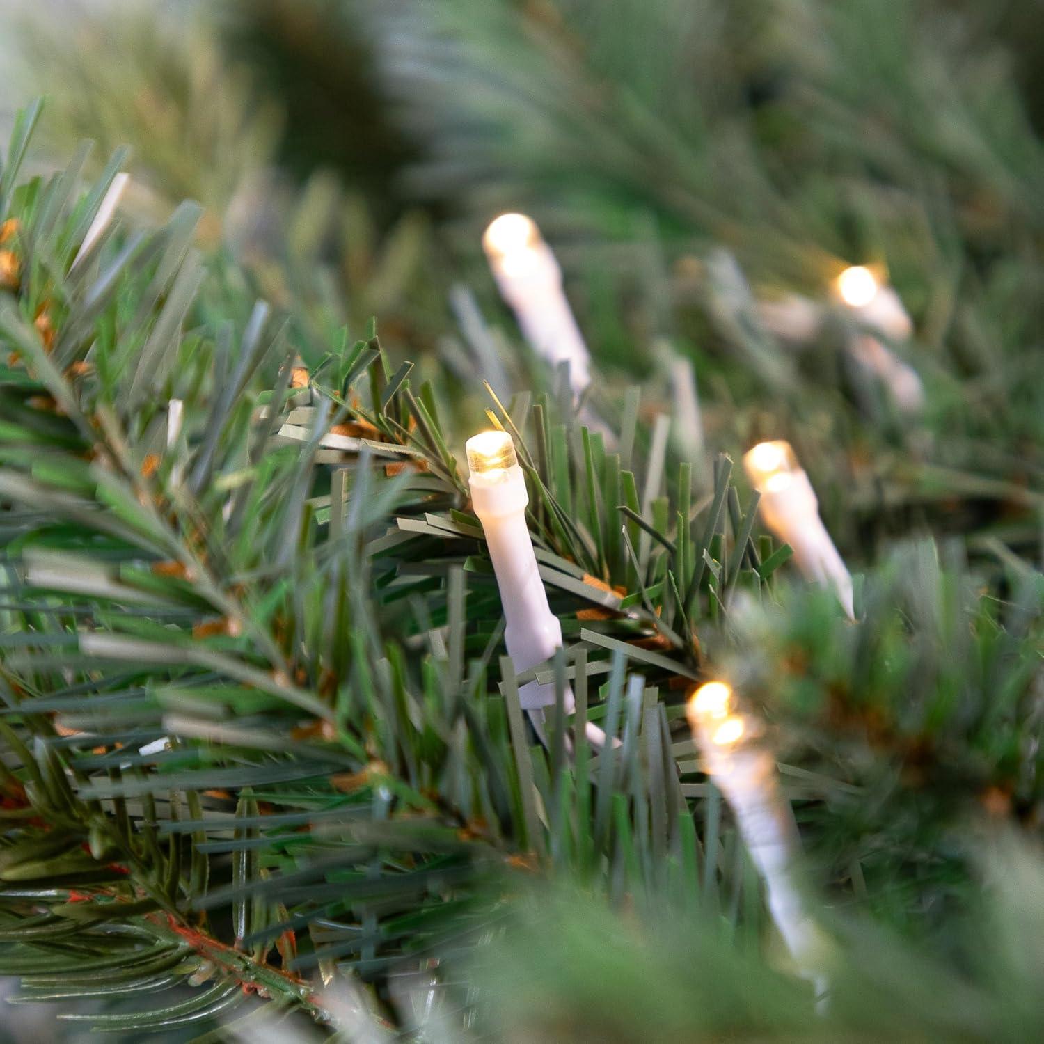 Battery Powered Warm White LED Christmas String Lights with White Wire