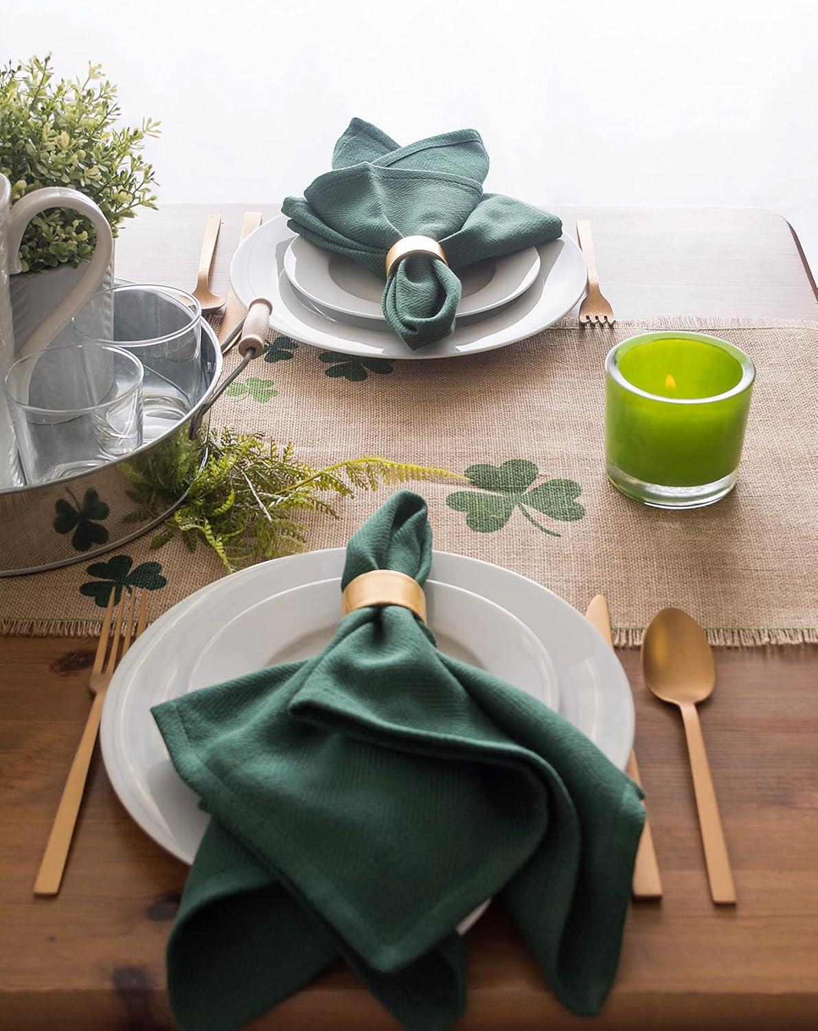DII Shamrock Printed Jute Table Runner 14x74"