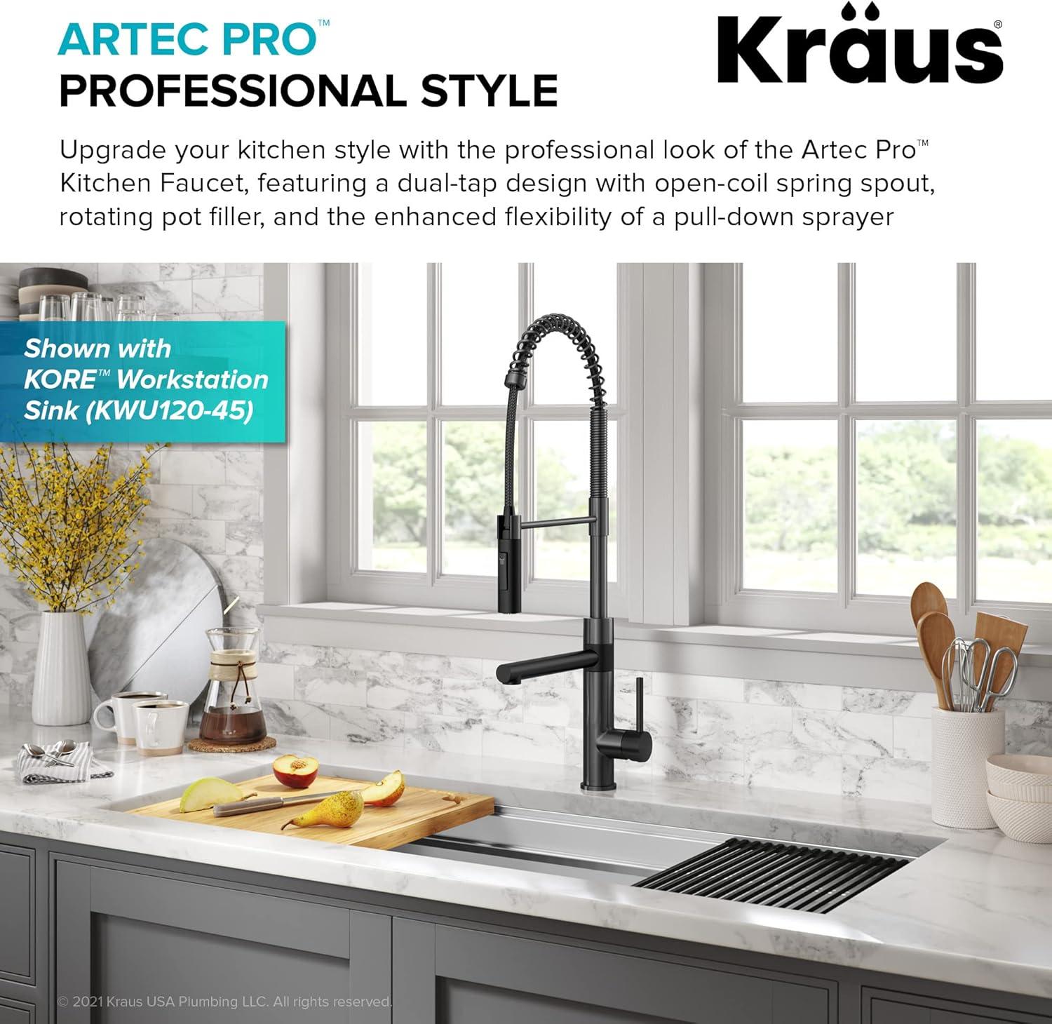 Artec Pro Commercial Style Pull-Down Single Handle Kitchen Faucet with Pot Filler