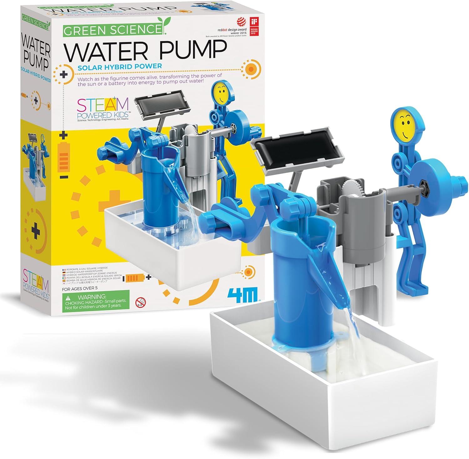 Hybrid Solar and Engine-Powered Water Pump Science Art Skill Toy Kit