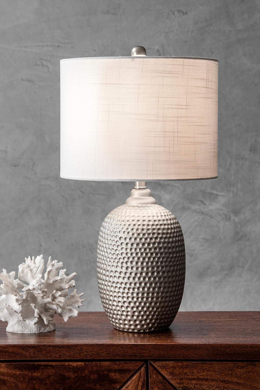 Oakland Gray Textured Ceramic Table Lamp with 3-Way Switch