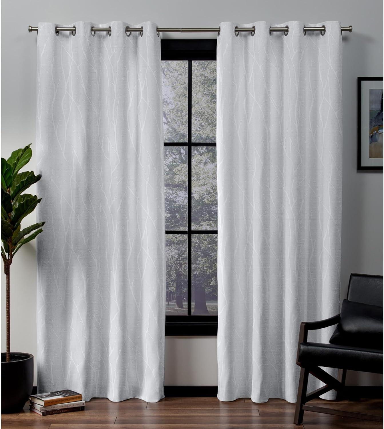 Set of 2 (108"x52") Forest Hill Woven Blackout Grommet Top Window Curtain Panel White - Exclusive Home: Thermal, Room Darkening