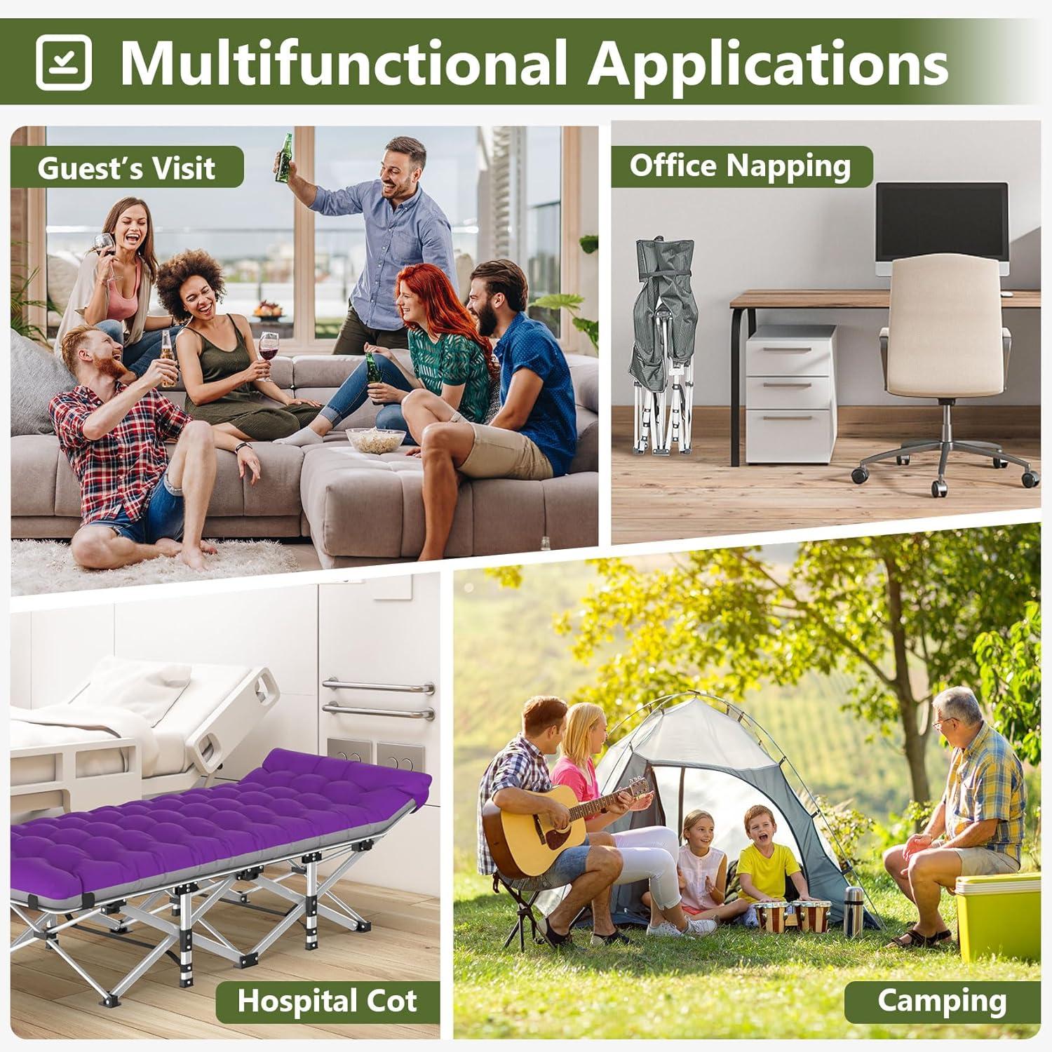 Suteck Folding Camping Cot Portable Outdoor Heavy Duty Sleeping Cot with Mattress and Carry Bag