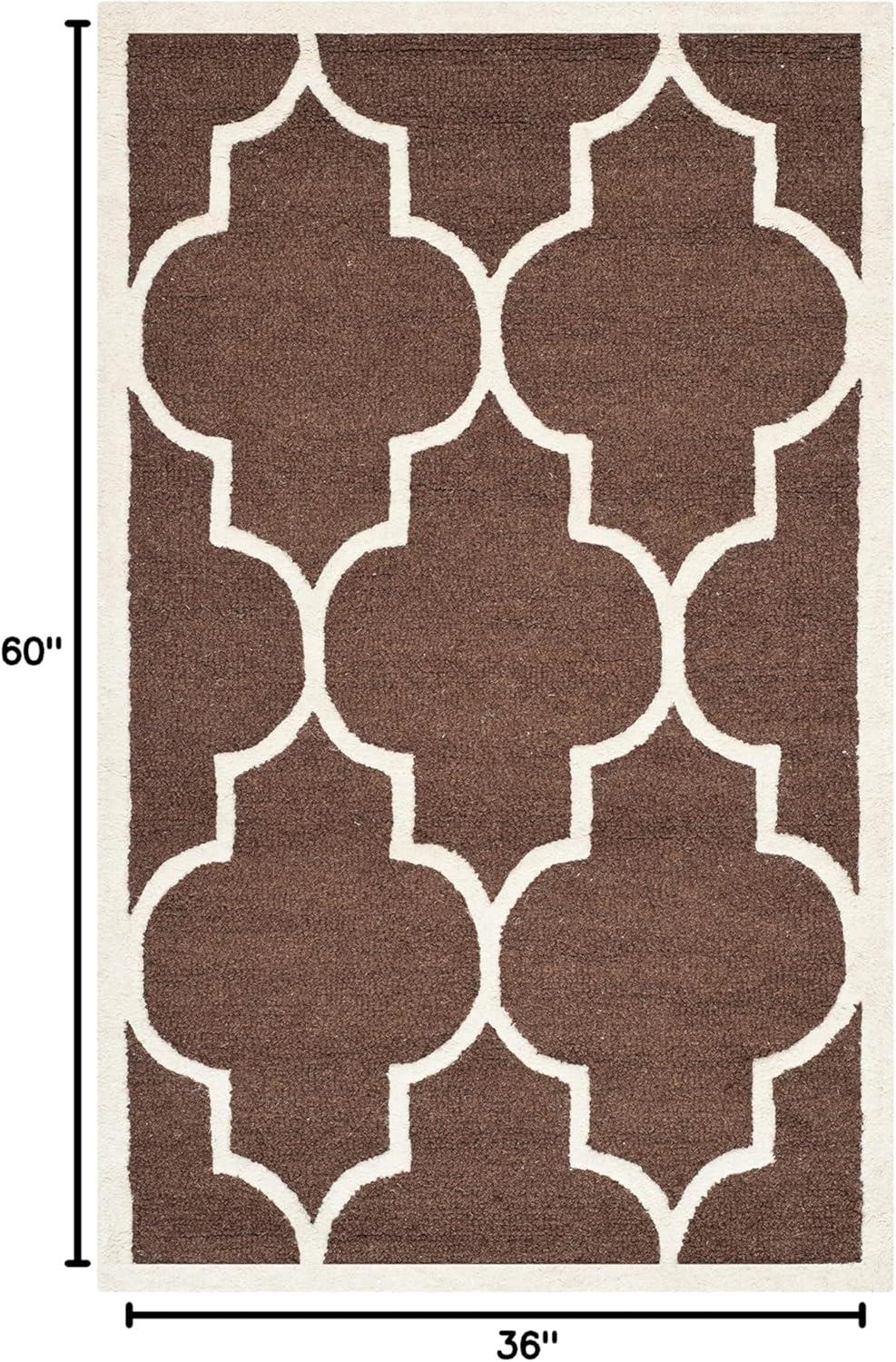 SAFAVIEH Cambridge Kevin Geometric Wool Area Rug, Dark Brown/Ivory, 3' x 5'