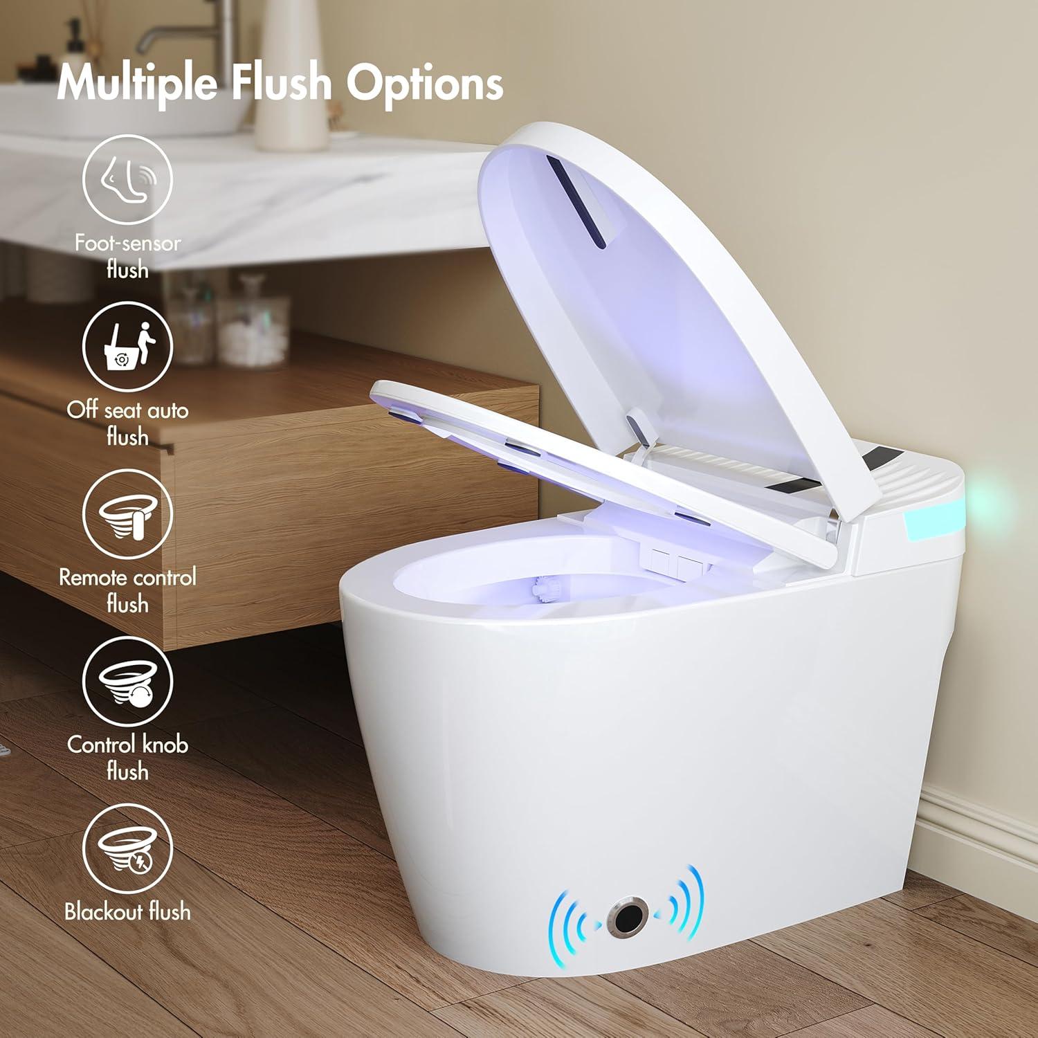 Eridanus White Vitreous China Smart Bidet Toilet with Heated Seat and Remote Control