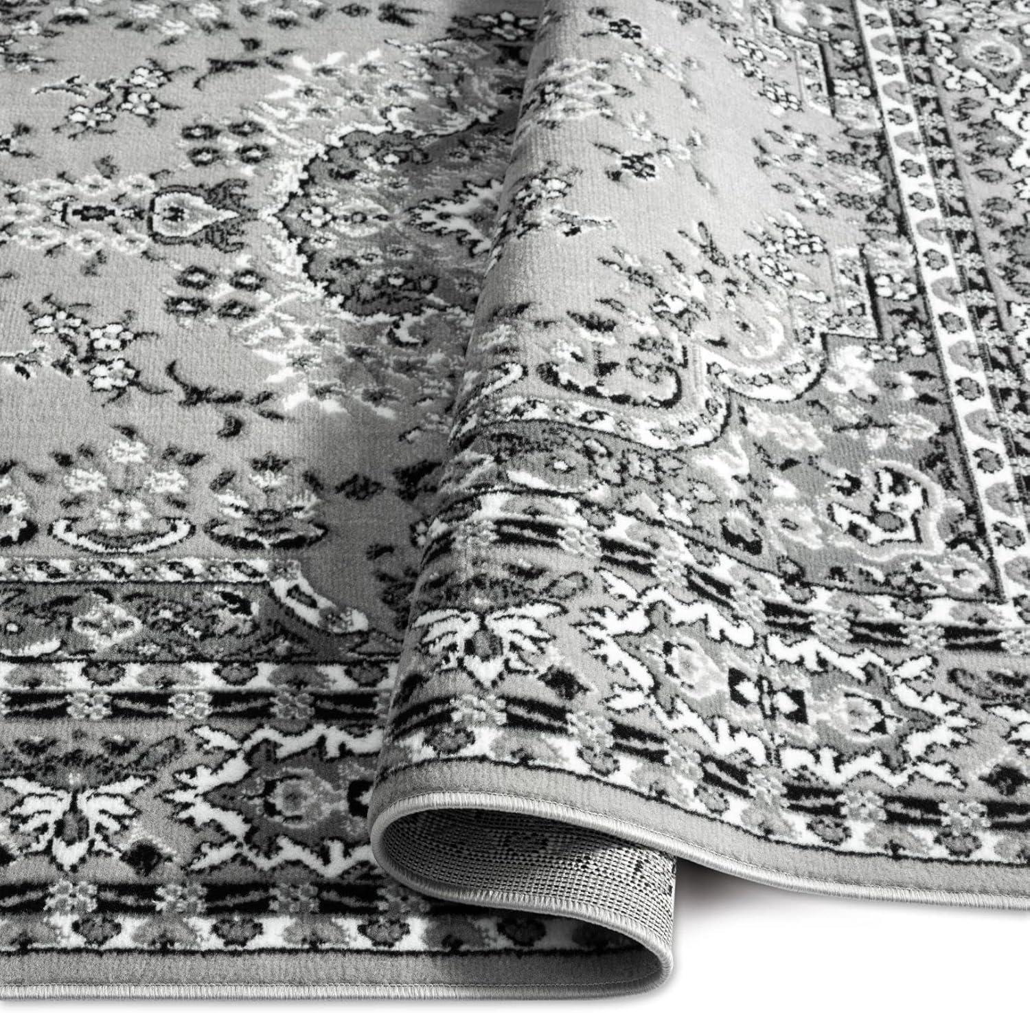 Home Dynamix Ariana Ksara Traditional Medallion Border Area Rug, Grey/Black, 3-Piece Set