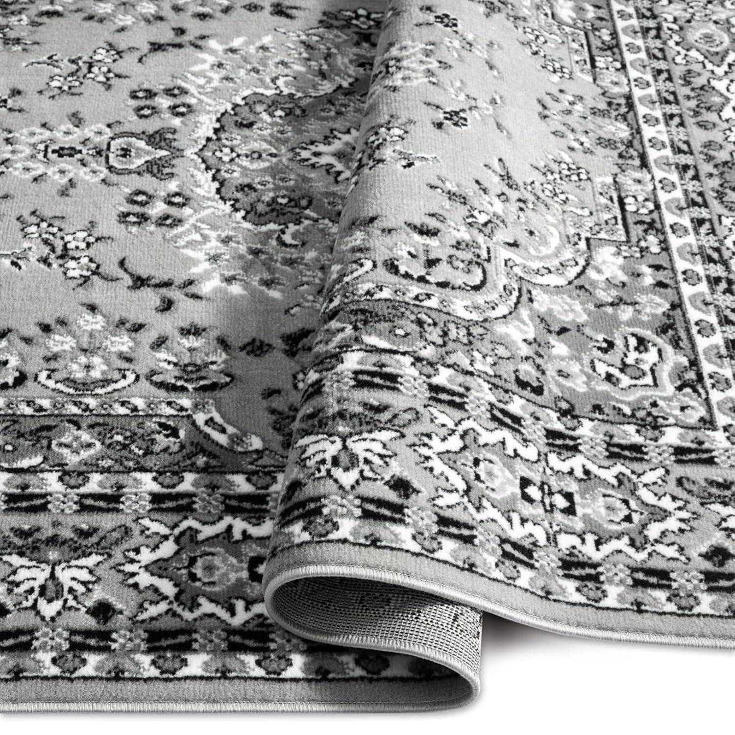 Home Dynamix Ariana Ksara Traditional Medallion Border Area Rug, Grey/Black, 3-Piece Set