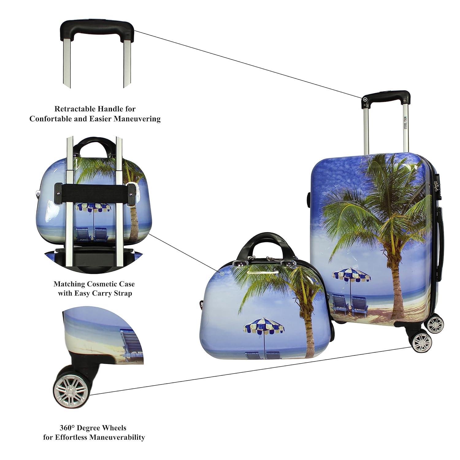 World Traveler Palm Tree 2-Piece Hardside Carry-On Spinner Luggage Set