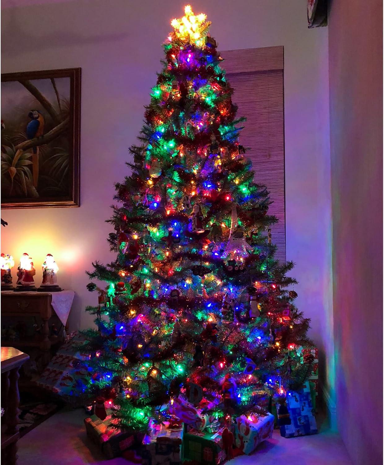 6-Foot White PVC Christmas Tree with Multicolor LED Lights