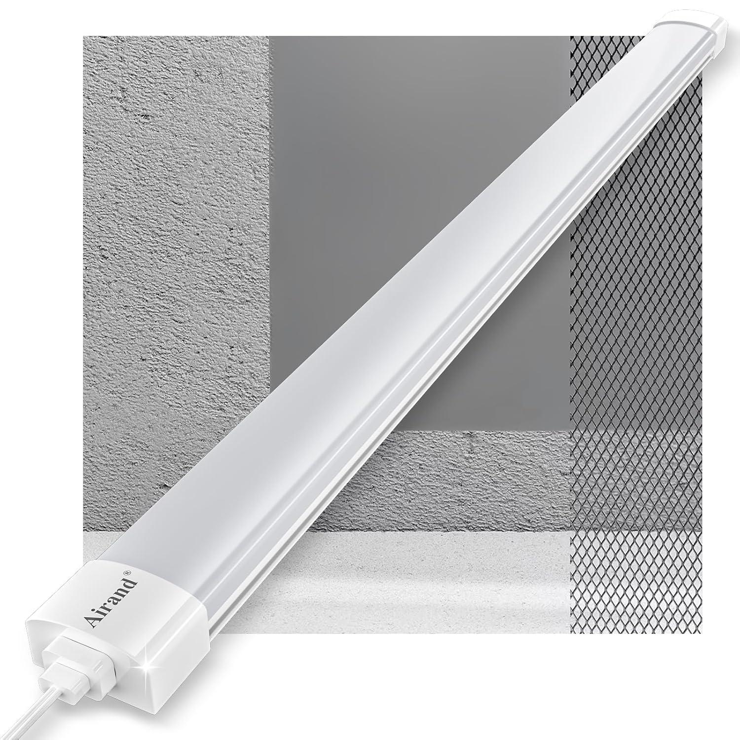 Airand LED Shop Lights for Garage 4FT with Plug, Utility Linkable LED Tube Light 5000K Under Cabinet Lighting,3600 LM LED Ceiling and Closet Light 36W, Corded Electric with ON/Off Switch