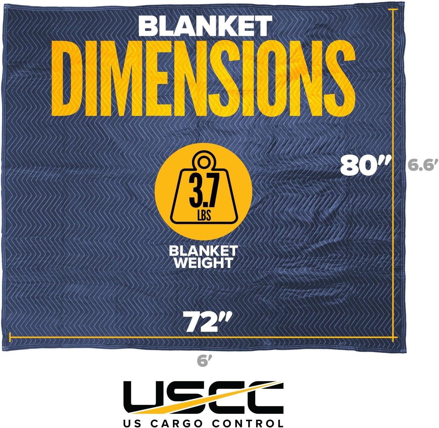 US Cargo Control Moving Blankets 72"x80", MBSAVER43 Econo Saver, (43 lb/doz Weight), Professional Quilted Furniture Moving Pads for Packing, Shipping or Cargo Blanket, Blue, 6-Pack