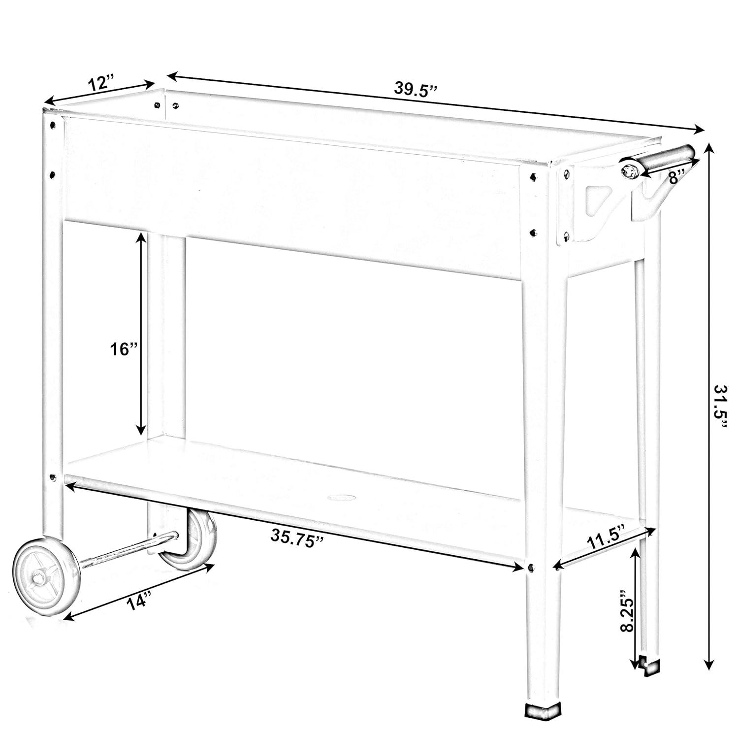 Gardenised Mobile Planter Raised Garden Bed Rectangular Flower Cart with Shelf
