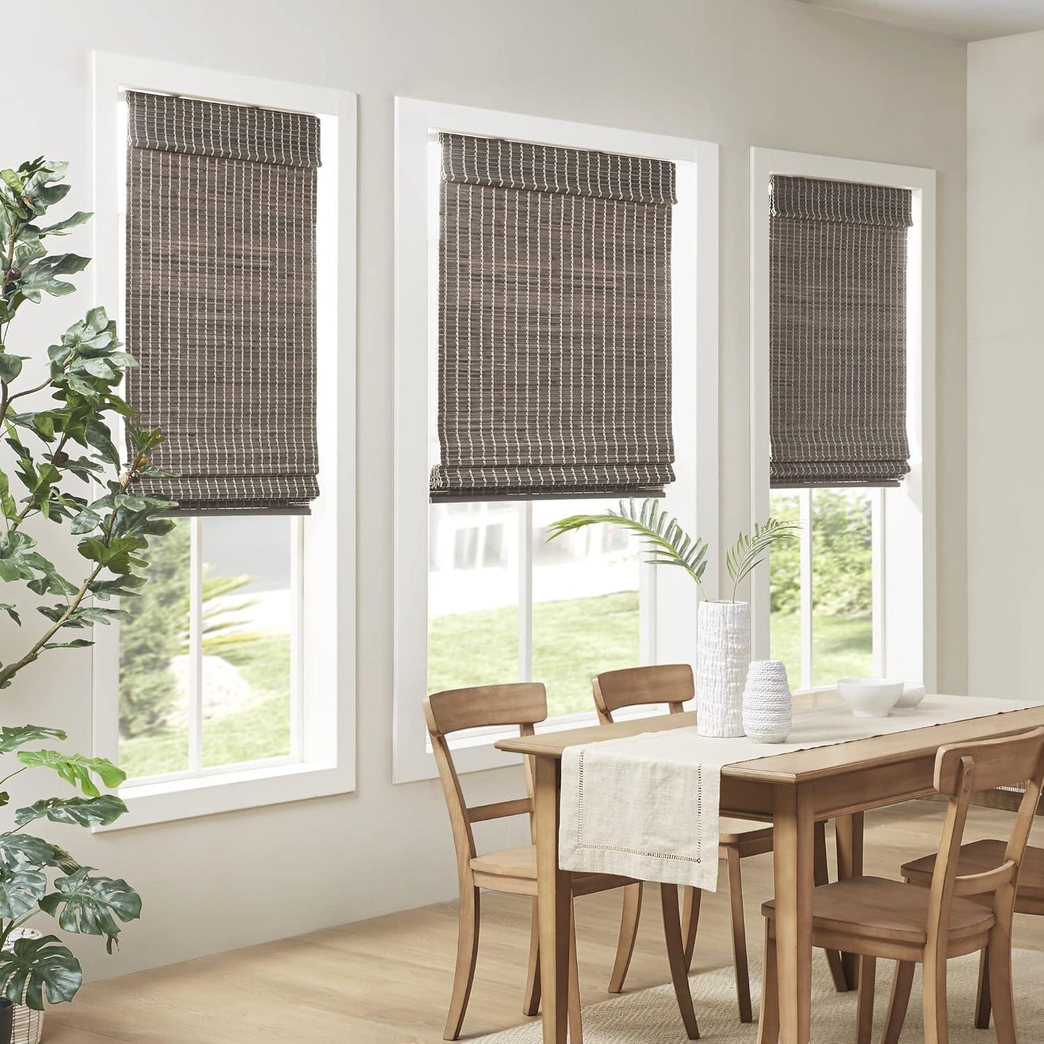 Semi - Sheer Bamboo Light Filtering Roman Shade 64"L