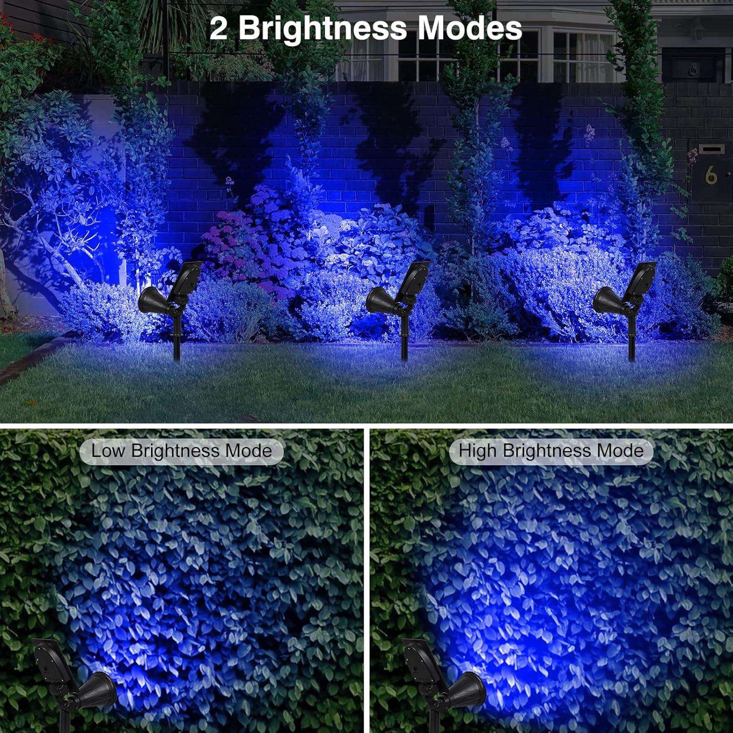 T-SUN Blue Solar Spot Lights Outdoor, LED Solar Landscape Spotlights Waterproof Auto Turn ON/Off Solar Lights Adjustable Solar Garde Lights for Tree, Patio, Yard, Driveway, Pool Area(Blue-2 Pack)