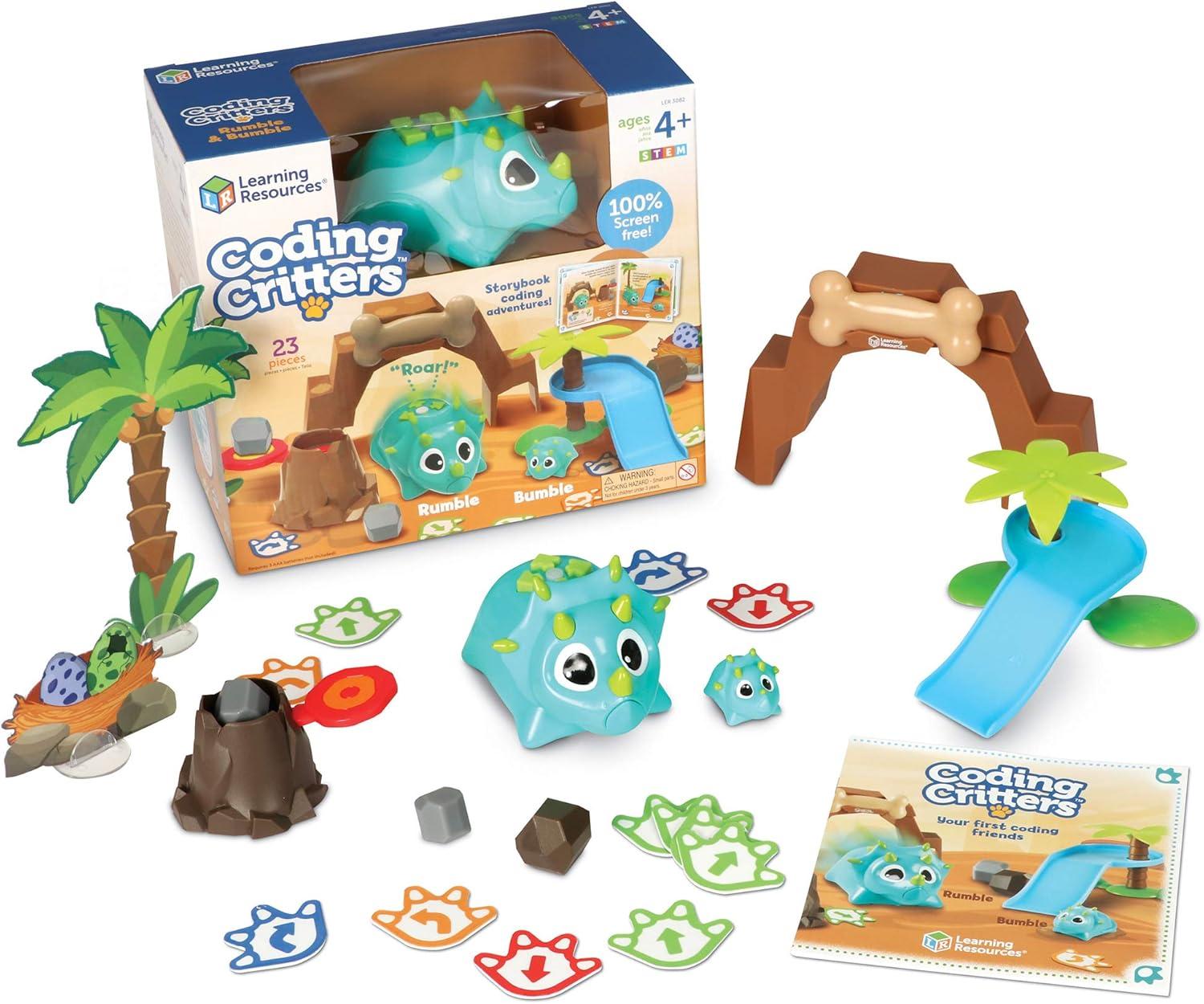 Learning Resources Coding Critters Rumble & Bumble, Screen-Free Early Coding Toy For Kids, 23 Piece Set, Ages 4+