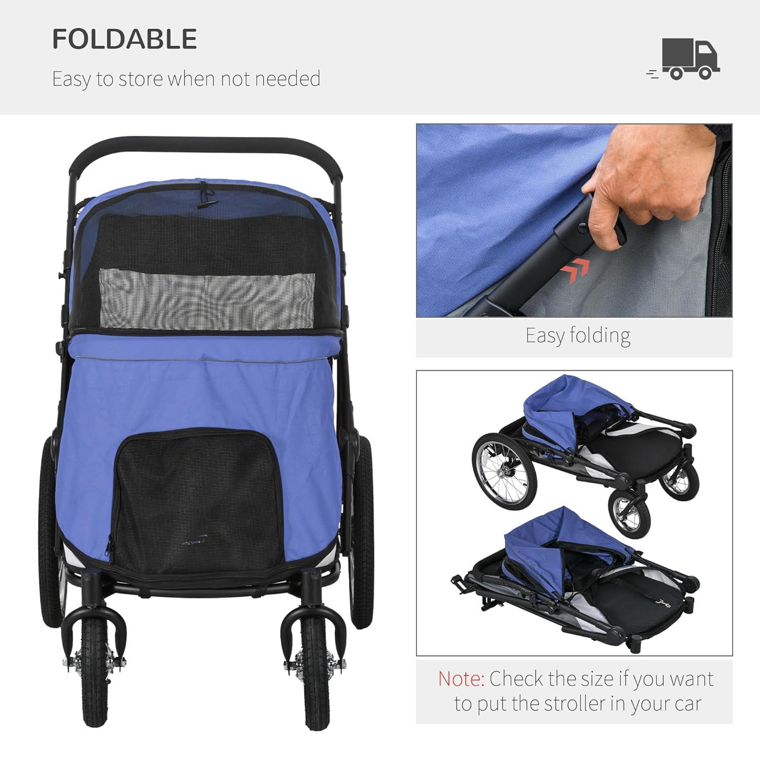Pet Stroller for Medium and Large Dogs and Cats,Easy Fold Dog Stroller with Storage Bags,for Outdoor