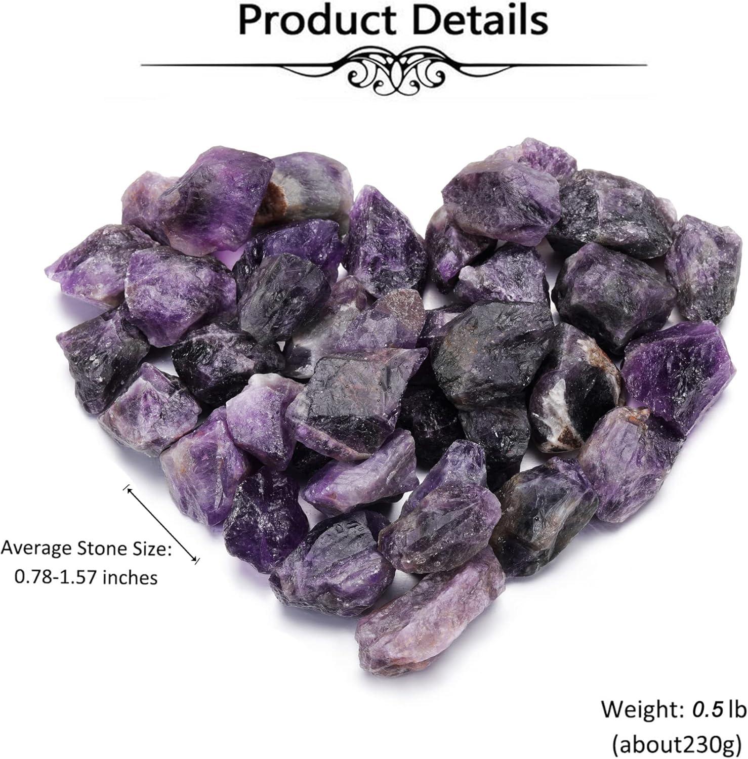 1lb Bulk Rough Amethyst Quartz Stones for Healing and Decoration